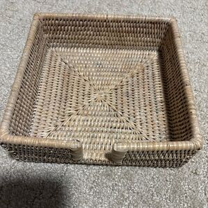 Caspari Rattan Luncheon Napkin Holder  7x7” Interior